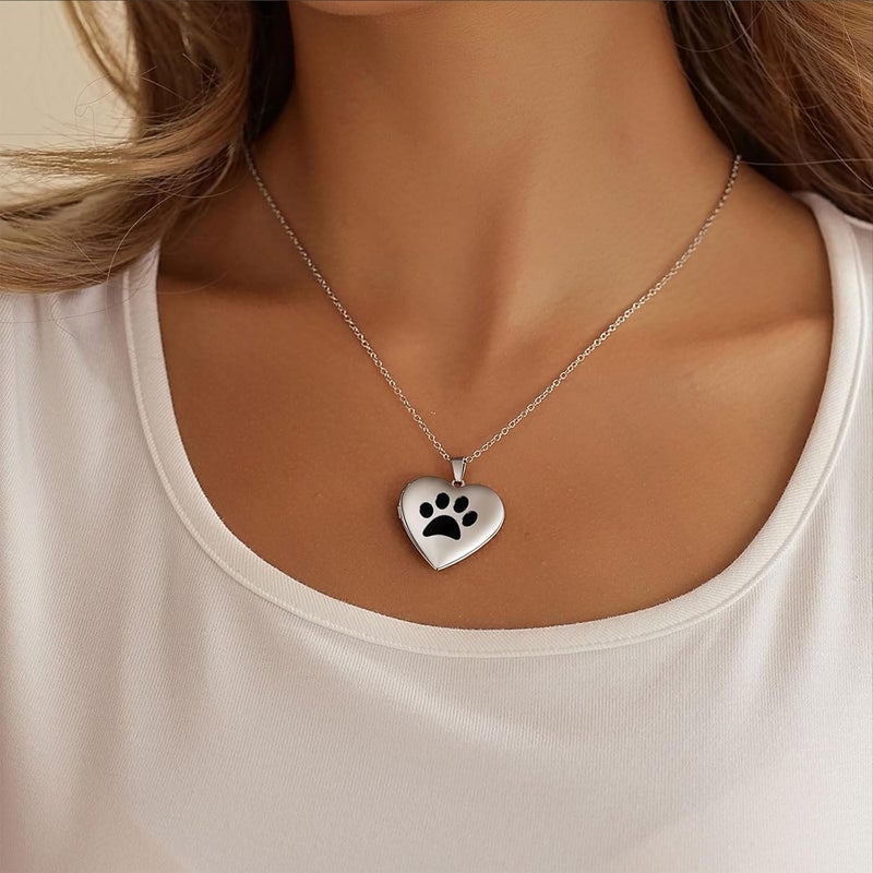PHOCKSIN Locket Necklace for Women Black/Gold/Silver Locket Necklace Oval/Round/Heart Photo Necklace New Years Gifts for Girls - Image 3
